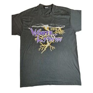 Vintage White Lytnyn Black Gray T-shirt‎ Thunder Lightning Graphic single stich